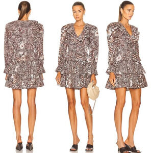 NWT $445 Ulla Johnson Lola Dress in Teak Size 4 - Psychedelic Floral Print FWRD